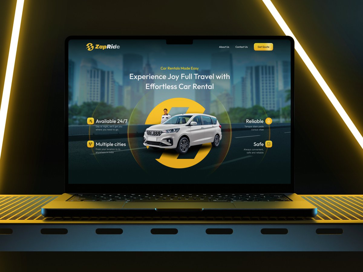 JadavSaurabh's tweet image. Check out the ZapRide Hero Section!
A modern, vibrant design highlighting the key features of the service with Bold visuals to inspire trust!
Need a designer for your project? Let’s create something amazing together! 💡
#LandingPageDesign #CarRental #UI #UX #FreelanceDesigner
