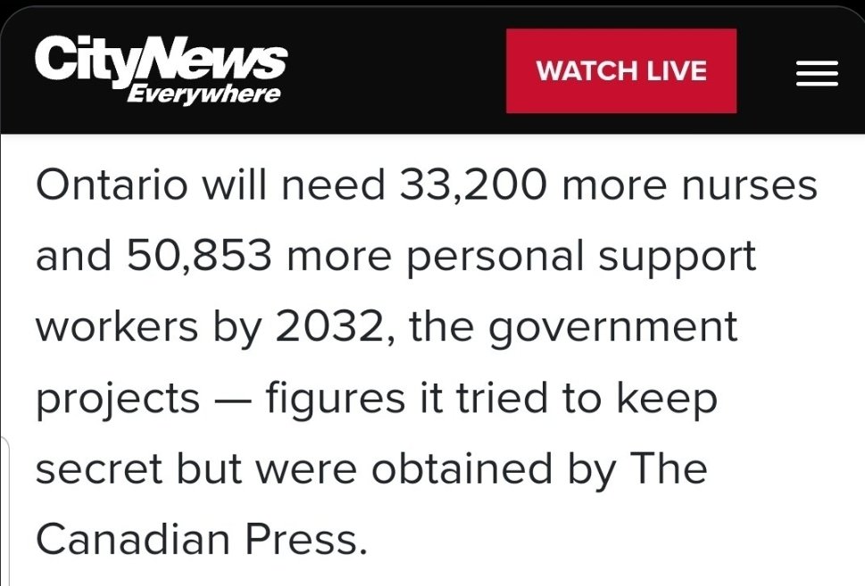 Shocking, according to the Financial Acoountability Office, Doug Ford gov with Sylvia Jones will cut $21B from public healthcare by 2027-2028 while Ontario will be short 33,200 nurses &amp; 55,853 PSWs by 2032—a projection the Ford gov tried to hide from Ontarians.