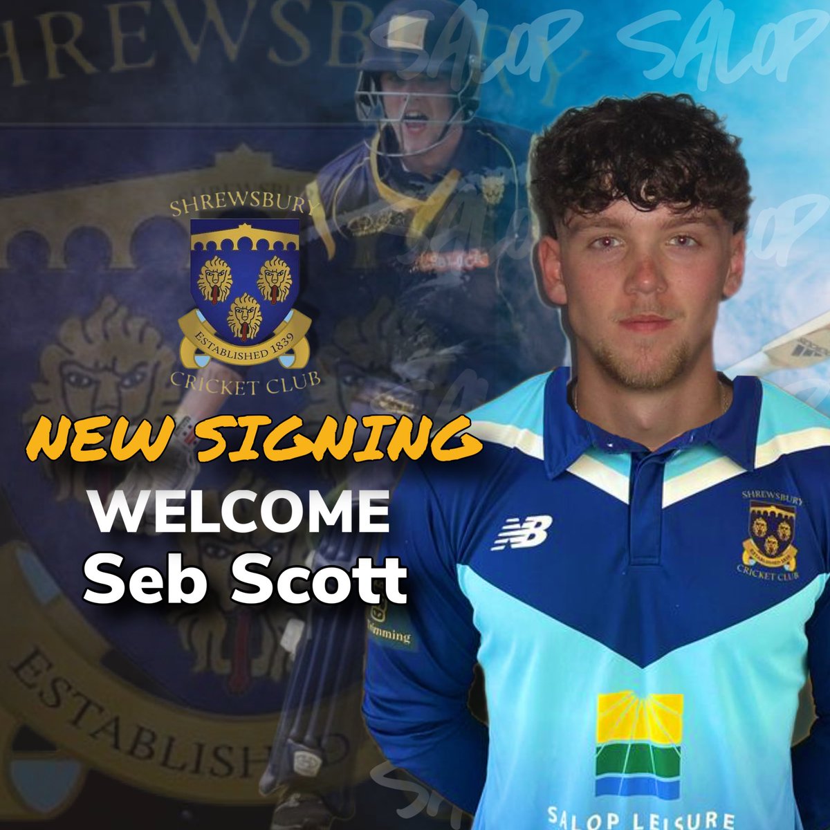 shrewsburycc's tweet photo. New signing - Seb Scott 

We are delighted to announce new signing @sebscott_ and welcome Seb to Salop. 
Seb is a young talented batter who joins the club from @BridgnorthCC and has also featured for @shropshireccc &amp; Shropshire CCC academy last year https://t.co/6asitFiq0N
