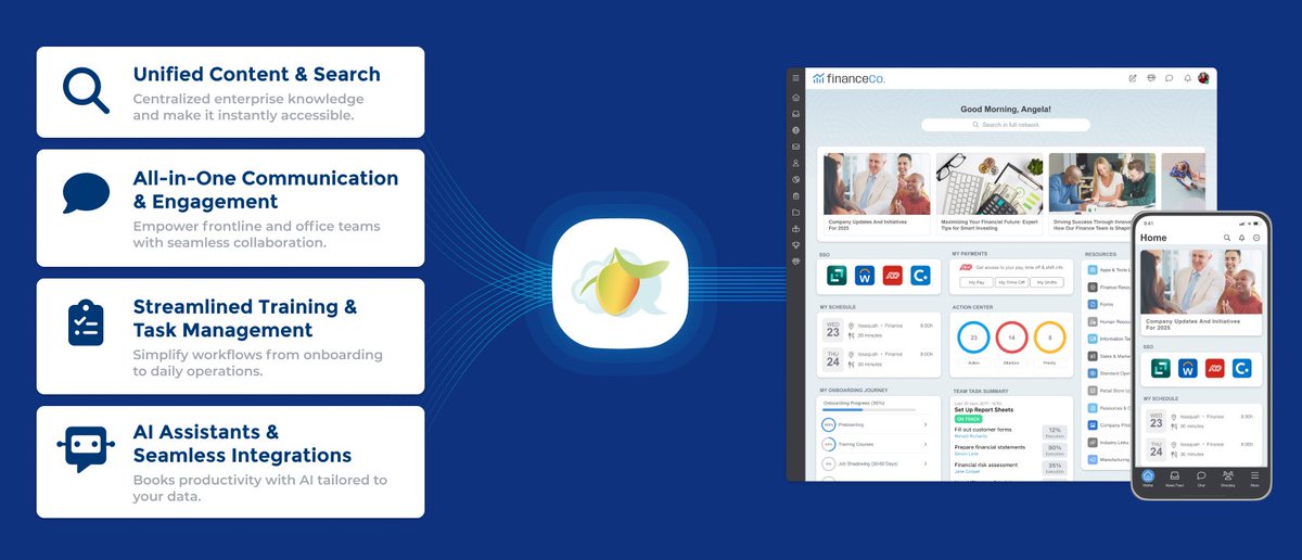 Enterprise leaders face three critical challenges: 
📉 Ineffective communication 
😵‍💫 Operational inefficiencies 
🛑 Limited collaboration 
To solve these challenges, MangoApps delivers a unified platform that ensures rapid adoption and clear ROI. 
hubs.li/Q030xqHH0 🥭
