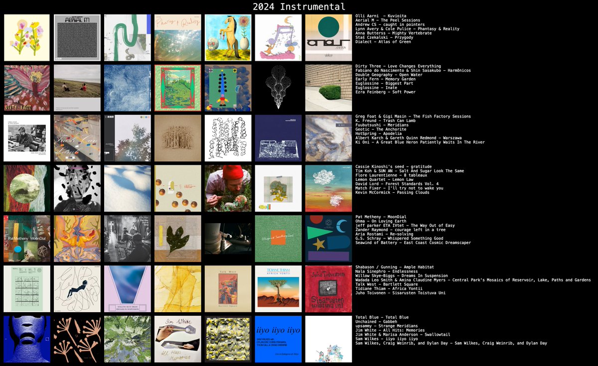 Usually, I fizzle out when making year-end lists because I try to condense them down. Well, this year I left it all in there. These are my fave instrumental albums of 2024. Hit the link for the Bandcamps.

*Euglossine albums have some vocals but whatever.

buymusic.club/list/soundasla…