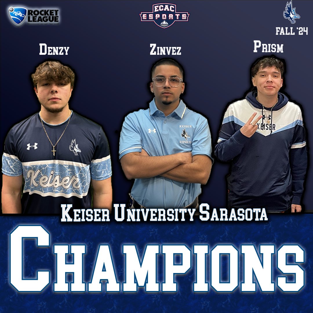 Keiser University Sarasota Esports (@sarasotaesports) on Twitter photo Rocket League capped off a perfect, undefeated (9-0) fall season with a championship win over Rochester Institute of Technology! π π<a href="/ECAC_Esports/">ππππ ππ¦π£π’π₯π§π¦</a>
Well done gentleman, big spring season on deck! πͺπ Rocket League capped off a perfect, undefeated (9-0) fall season with a championship win over Rochester Institute of Technology! π π<a href="/ECAC_Esports/">ππππ ππ¦π£π’π₯π§π¦</a>
Well done gentleman, big spring season on deck! πͺπ