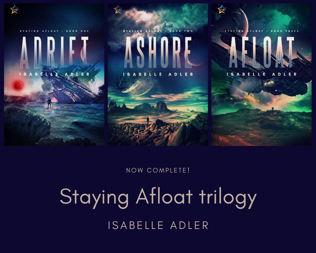 Isabelle_Adler's tweet photo. Today is the National Science Fiction Day!

Check out the Staying Afloat trilogy, a sci-fi M/M romance featuring:
- A disgruntled smuggler
- A decrepit space ship with a tight-knit crew
- Hostile aliens, military secrets, vengeful space pirates, and more!
https://t.co/gP38NI7NB4 https://t.co/71LflpKzx7