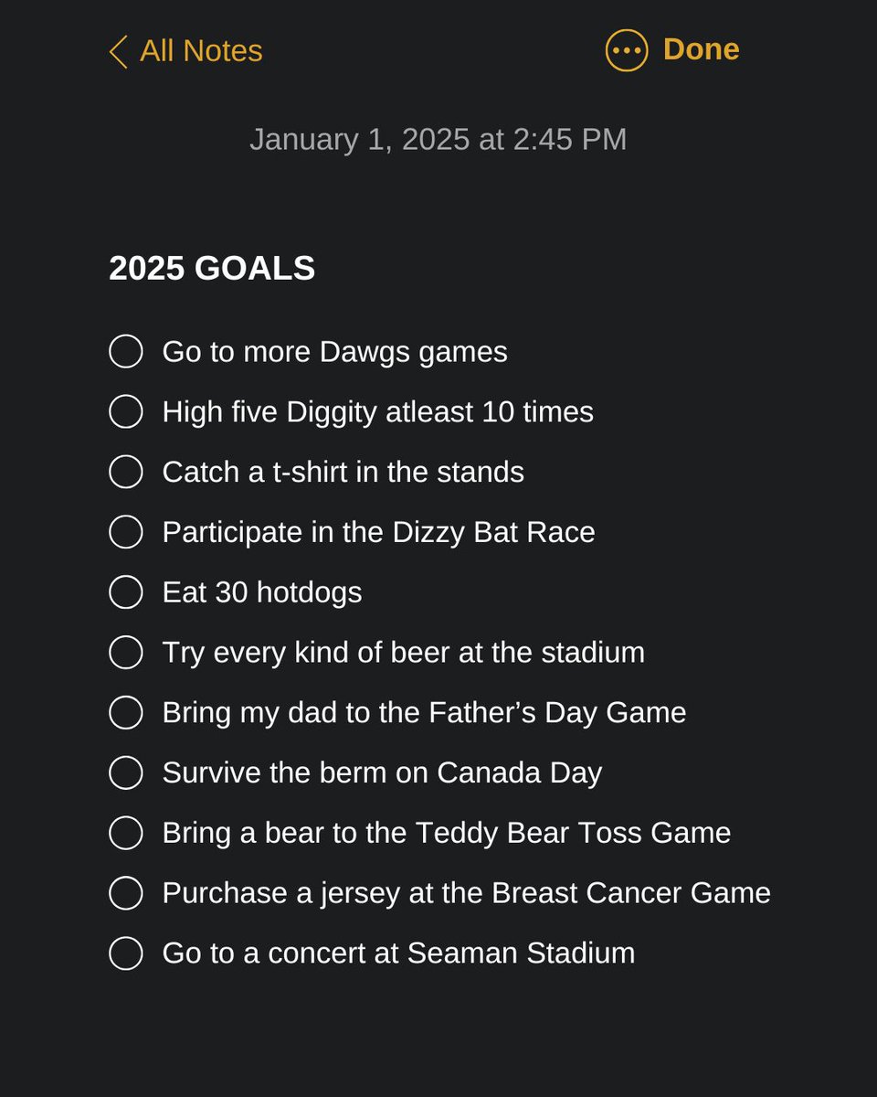 Okotoks_Dawgs's tweet photo. Gotta check 'em all off this year!
#dawgs #baseball #okotoks #livebreathedawgs #2025 #goals #newyear #resolutions #jointhefun #3peatcomplete #wewantmorewewant4 https://t.co/SohRUzR42A