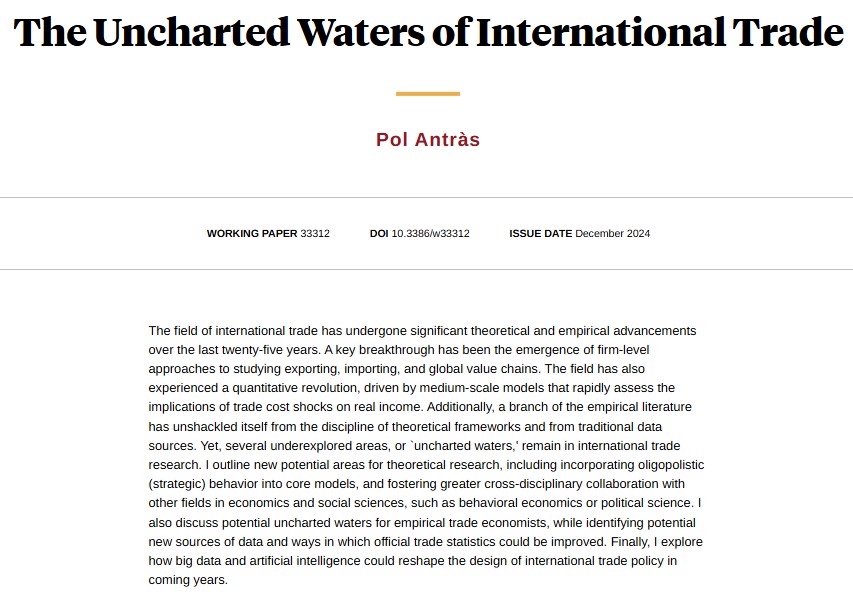 NBER (@nberpubs) on Twitter photo Outlining several unexplored areas in international trade, from <a href="/pol_antras/">Pol Antras</a> nber.org/papers/w33312 Outlining several unexplored areas in international trade, from <a href="/pol_antras/">Pol Antras</a> nber.org/papers/w33312