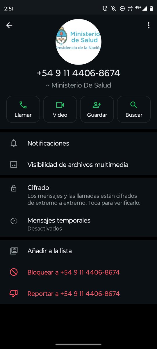 perezmacaarena's tweet photo. Me acaban de llamar desde una cuenta falsa de WhatsApp a nombre del Ministerio de Salud de nación (obviamente nombre engañoso, sin verificación). Ya es la segunda vez que lo intentan. Estos soretes no se cansan de querer estafar a la gente.  @MinSalud_Ar https://t.co/AvV66vjXw2