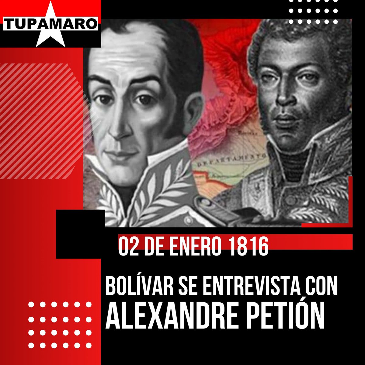 El 2 de enero de 1816,se llevó a cabo uno de los acontecimientos más importantes entre Venezuela y Haití, la entrevista de El Libertador Simón Bolívar y el general Alexander Petión.
Este encuentro marcó el inicio de una amistad signada por los sueños de libertad y hermandad.