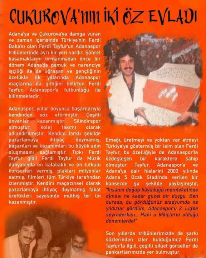 AdanasporResmi's tweet photo. Adanalı değerli sanatçımız Ferdi Tayfur’un hayatını kaybettiğini derin bir üzüntü ile öğrenmiş bulunuyoruz.Türk müziğine değer katmış sanatcımızın ailesine,sevenlerine ve tüm Adana halkına başsağlığı diliyoruz. https://t.co/NTJVVZDDqZ
