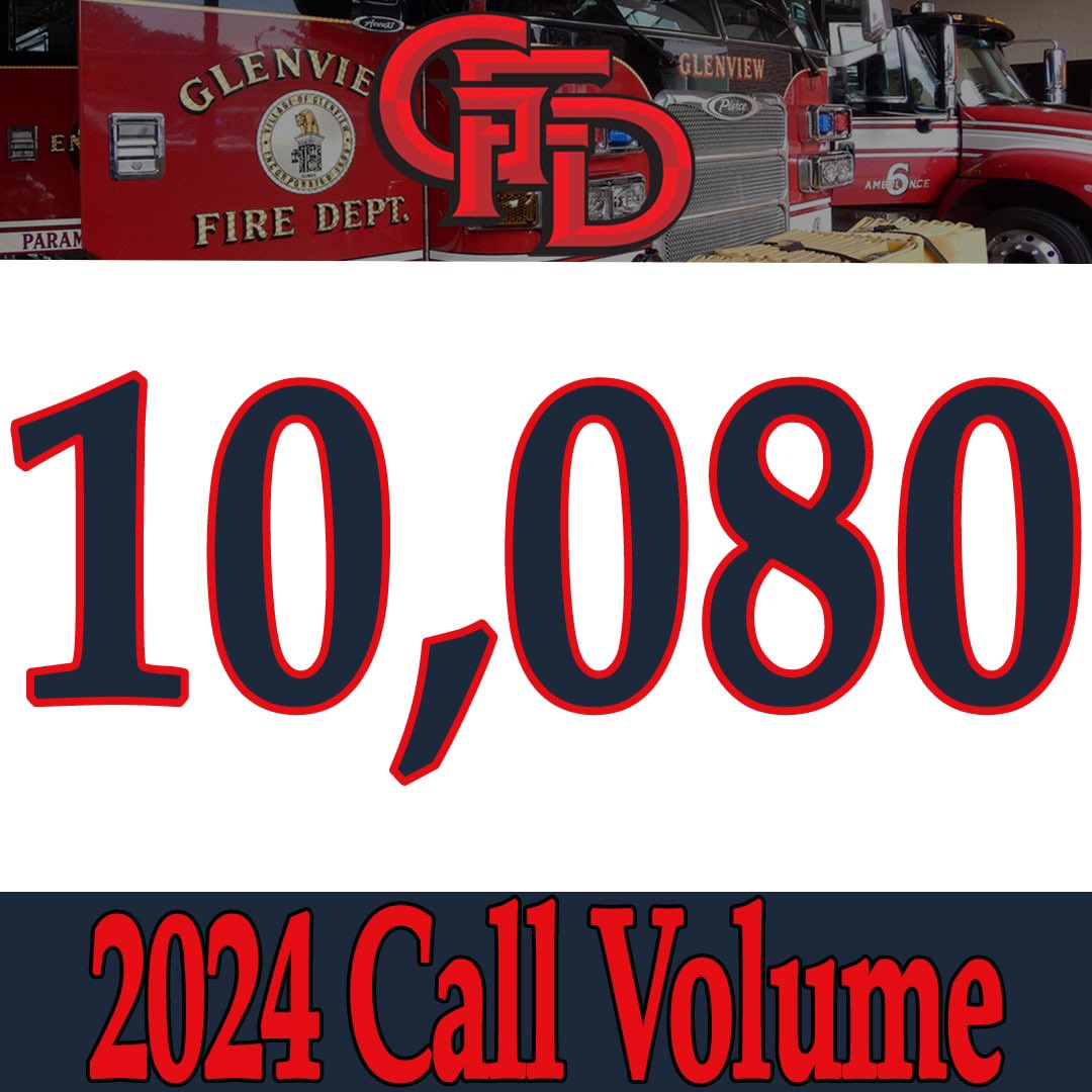 Happy New Year Glenview! 2024 was a busy year for the Glenview Fire Department. We responded to 10,080 calls for service, our highest amount in the history of the department. We are proud to serve our community and wish everyone a safe and happy new year!