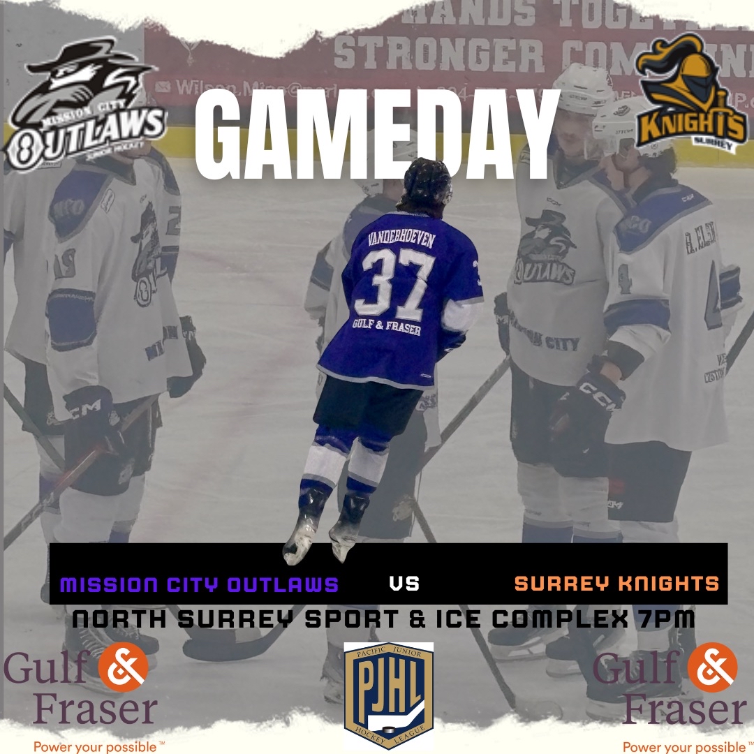 The Outlaws start off the New Year on the road taking on the Surrey Knights. Puck drop is 7pm, can’t make the game? As always follow along here Outlawshockey.mixlr.com FREE Audio Only and Flohockey.com LIVE streaming video broadcast <a href="/gulfandfraser/">Gulf & Fraser</a>