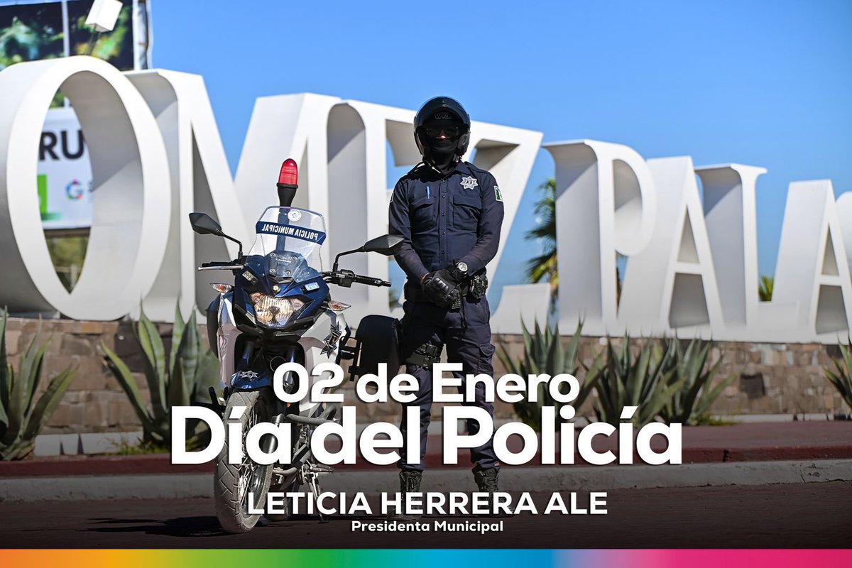 Hoy celebramos el Día Internacional del Policía,por ello reconozco la labor de quienes han contribuido significativamente a que nuestra ciudad se encuentre entre las más seguras de México. Agradezco a las mujeres y hombres que a diario velan por la seguridad de los gomezpalatinos