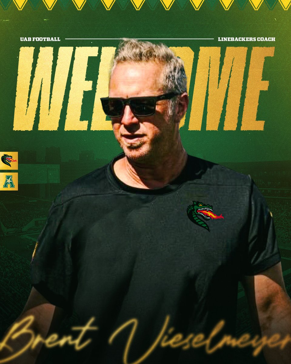 𝐖𝐄𝐋𝐂𝐎𝐌𝐄 𝐂𝐎𝐀𝐂𝐇 𝐕𝐈𝐄𝐒𝐄𝐋𝐌𝐄𝐘𝐄𝐑‼️

Trent Dilfer has once again tapped into his NFL network by naming former Raiders and Commanders assistant coach Brent Vieselmeyer the new linebackers coach at UAB!

🔗: bit.ly/4h2l7wF

#WinAsOne