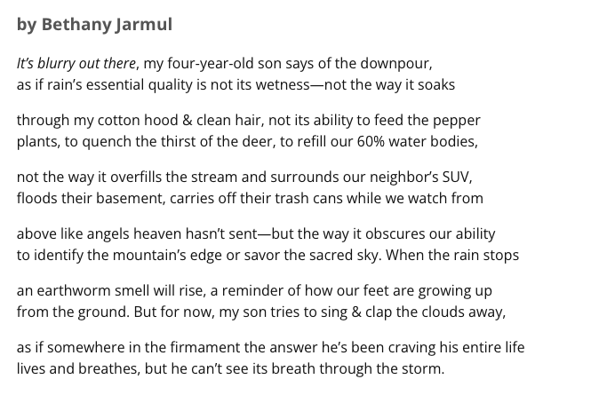Bethany Jarmul (@bethanyjarmul) on Twitter photo New version of a previously published poem "When It Pours" up with <a href="/LascauxReview/">The Lascaux Review</a> today! They loved it so much they wanted to publish it as a reprint. I'm grateful!😃 Link below! New version of a previously published poem "When It Pours" up with <a href="/LascauxReview/">The Lascaux Review</a> today! They loved it so much they wanted to publish it as a reprint. I'm grateful!😃 Link below!