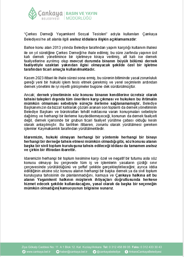 #cerkesderneginedokunma
İftira içeren açıklamanın kaldırılmasını talep ediyoruz. Bu yanlıştan dönünüz.
<a href="/cankayabelediye/">Çankaya Belediyesi</a>