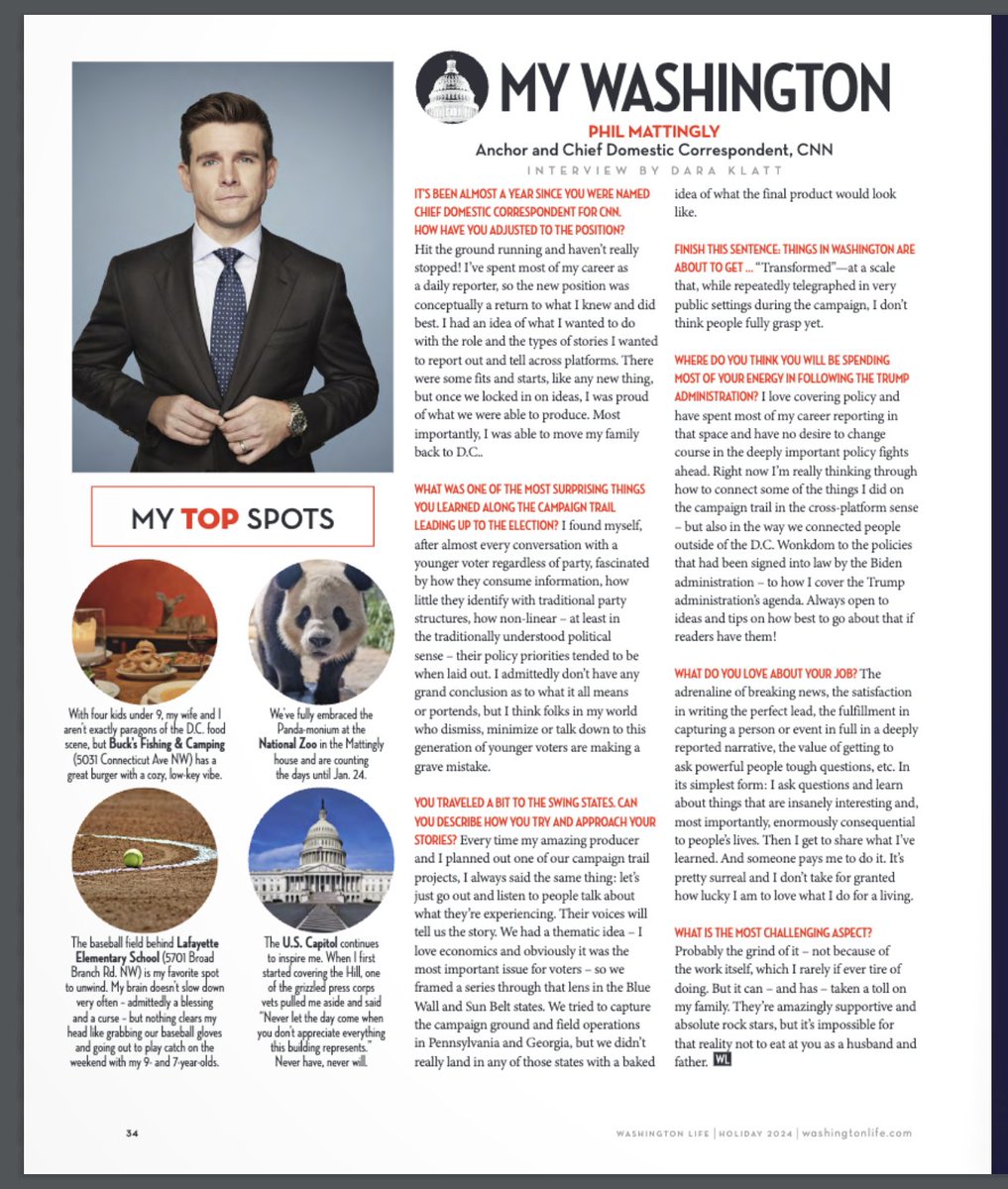 Featured in the holiday edition of <a href="/WashingtonLife/">Washington Life</a>: CNN Anchor and Chief Domestic Correspondent <a href="/Phil_Mattingly/">Phil Mattingly</a> on what it was like covering the last election, his new role, his DC favorites and more.

More: washingtonlife.com/digital-editio…