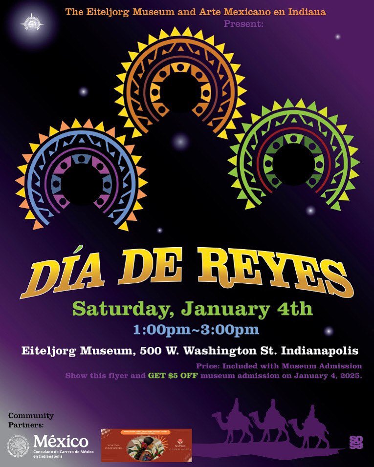 Consulado de México en Indianápolis (@consulmexini) on Twitter photo 🎉Los invitamos a partir la Rosca de Reyes el sábado 4enero de 1 a 3 pm.
Habrá actividades, chocolate caliente y música en vivo.
📌Descuento de $5 en la entrada, al mostrar este poster.
Evento en colaboración con ArteMexicano en Indiana y <a href="/EiteljorgMuseum/">Eiteljorg Museum</a>.
Arte: @csosa317 🎉Los invitamos a partir la Rosca de Reyes el sábado 4enero de 1 a 3 pm.
Habrá actividades, chocolate caliente y música en vivo.
📌Descuento de $5 en la entrada, al mostrar este poster.
Evento en colaboración con ArteMexicano en Indiana y <a href="/EiteljorgMuseum/">Eiteljorg Museum</a>.
Arte: @csosa317