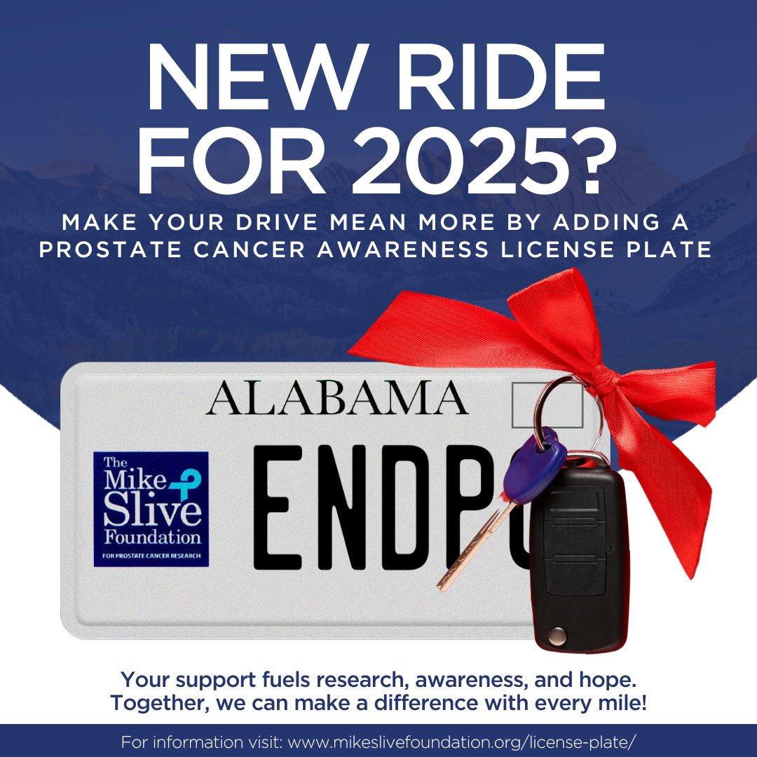 Drive into the new year with a Alabama Prostate Cancer Awareness license plate. Think of it as your annual $50 donation to The Mike Slive Foundation. Visit our website or your local DMV for more information.

#prostatecancerawareness #prostatecancer #EndProstateCancer