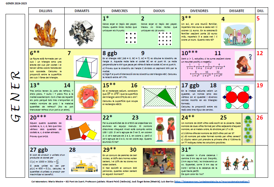 Calendari SEMcv. Mes de gener
Amb retard