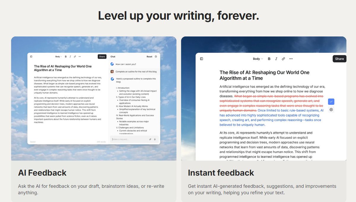 Hyperwrite_AI's tweet image. Level Up Your Writing Forever with HyperWrite AI!  
From flawless emails to creative masterpieces, HyperWrite helps you write smarter, faster, and better every time.