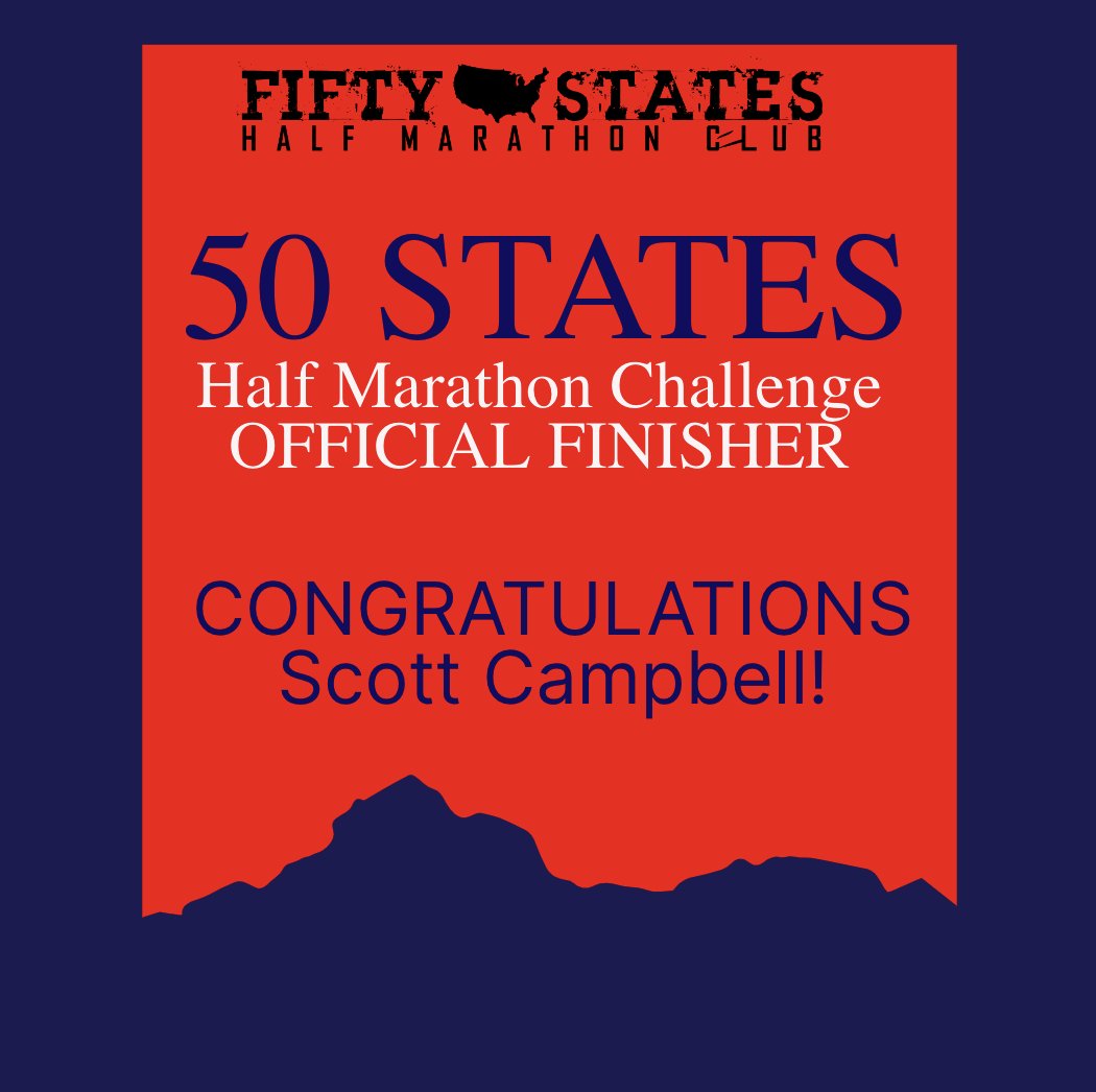 Congratulations to 50 States Half Marathon Club member Scott Campbell, from Denton, #Texas, for completing the 50 States Half Marathon Challenge, 2024! 

#halfmarathon #running #50stateshalfamrathonchallenge #50stateshalfmarathonclub #FitnessGoals 

50stateshalfmarathonclub.com