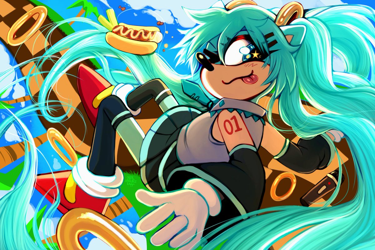 A weed induced fever dream made me draw sonic miku