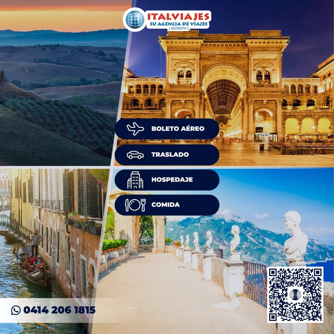 #Italia es un país que cautiva los sentidos y enamora el corazón.

¿Qué esperas para viajar a 🇮🇹 de la mano de Italviajes?🧐 

🏃🏼‍♀️Para reservas, consultas y cotizaciones, te invitamos a ponerte en contacto con nuestros asesores:
📱𝗪𝐡𝐚𝐭𝐬𝐀𝐩𝐩: 𝟎𝟒𝟏𝟒-𝟐𝟎𝟔-𝟏𝟖𝟏𝟓⁣