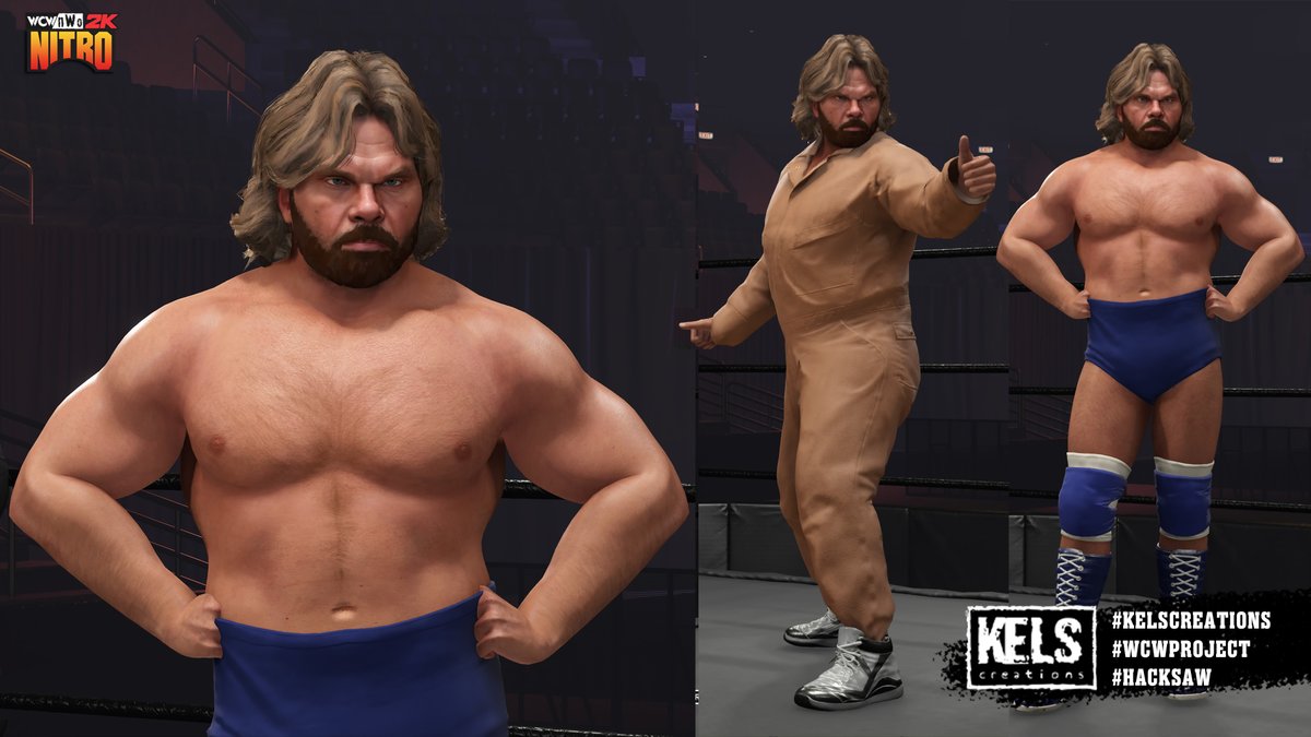 #WCWProject drop tomorrow! #WWE2K24 
Follow the project for info on release

Hollywood Hogan V3 (yes V3😂) &amp; Hacksaw Jim Duggan (complete with his janitor look), tough guy!!