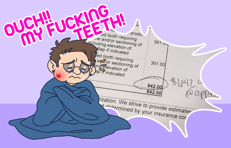 knksandcantrips's tweet photo. OUCH MY TEETH
big sinus infection + infection in two teeth. antibiotics now and extractions next week

i don't have insurance and my gal hasn't been getting hours so this is a crippling amount of money. 
if anyone has some spare bucks, here is my dono link
https://t.co/ZOMn9eXKob https://t.co/RdboToGcoO