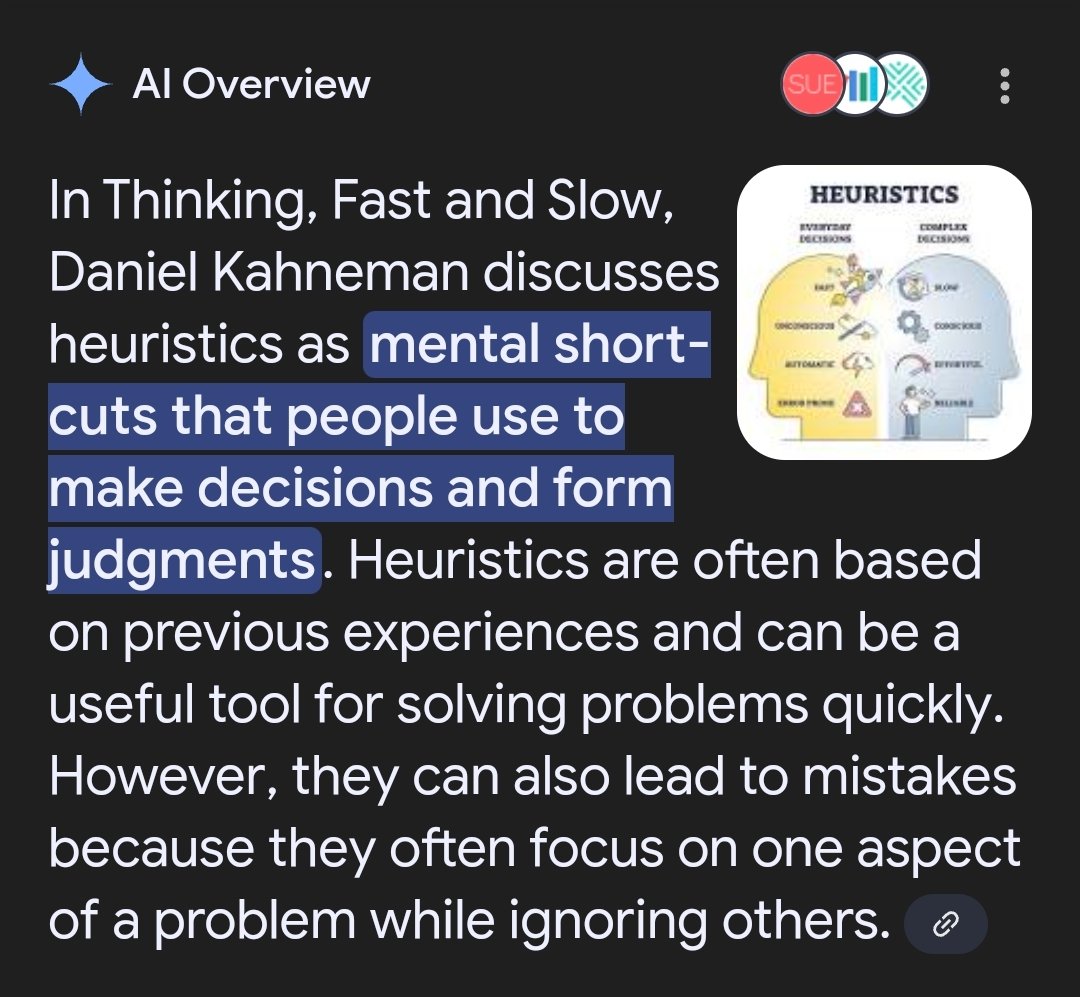 RatRaceRunning's tweet image. Heuristics, from Thinking, Fast and Slow.

#LearningWithAI