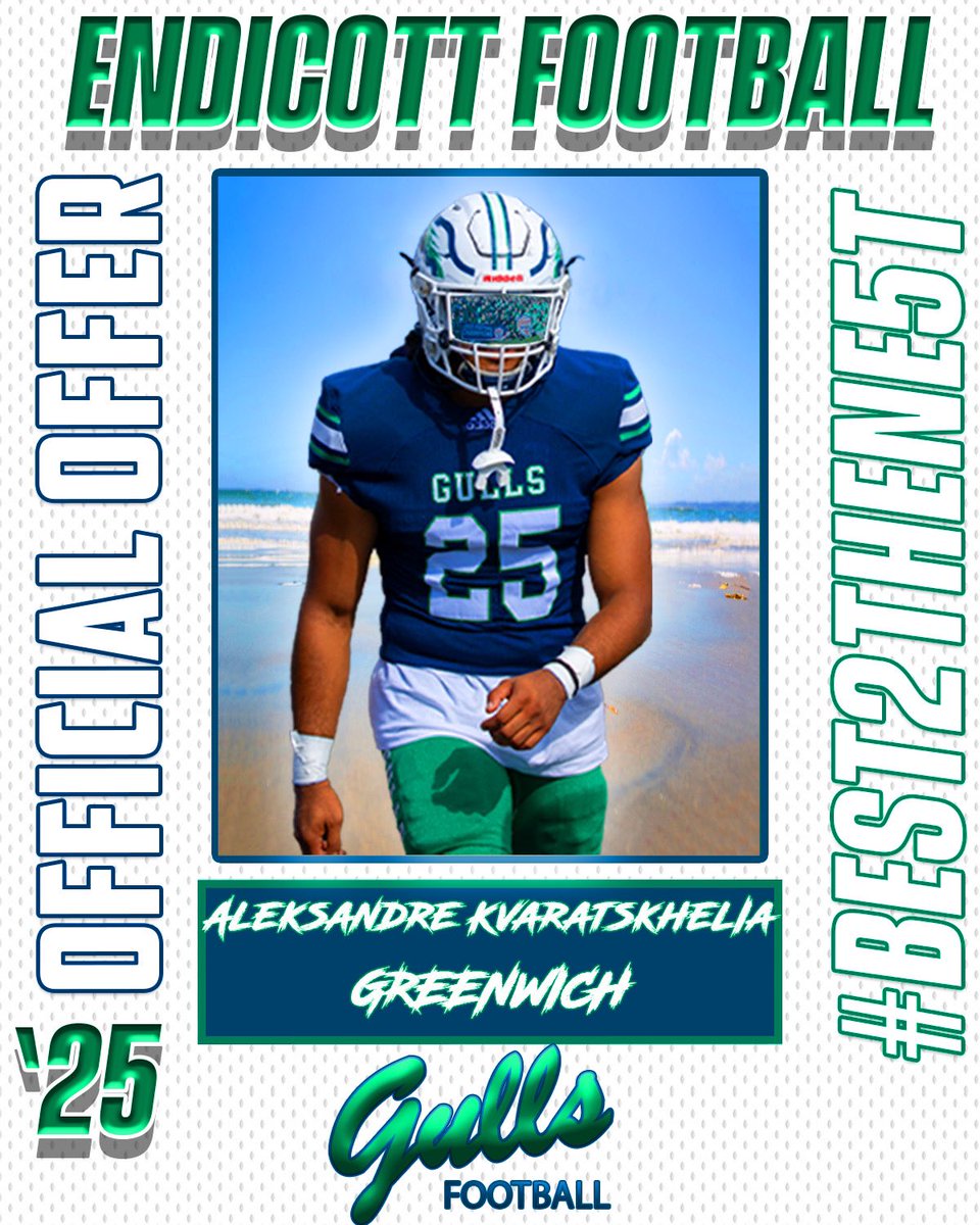 Aleksandre Kvaratskhelia P/K (@akvara33) on Twitter photo I have received my third official offer from <a href="/EndicottFB/">Endicott College Football</a>. Thank you <a href="/_CoachRossi/">Antonio Rossi</a> for this opportunity! <a href="/GreenwichFB/">Greenwich Football</a> I have received my third official offer from <a href="/EndicottFB/">Endicott College Football</a>. Thank you <a href="/_CoachRossi/">Antonio Rossi</a> for this opportunity! <a href="/GreenwichFB/">Greenwich Football</a>