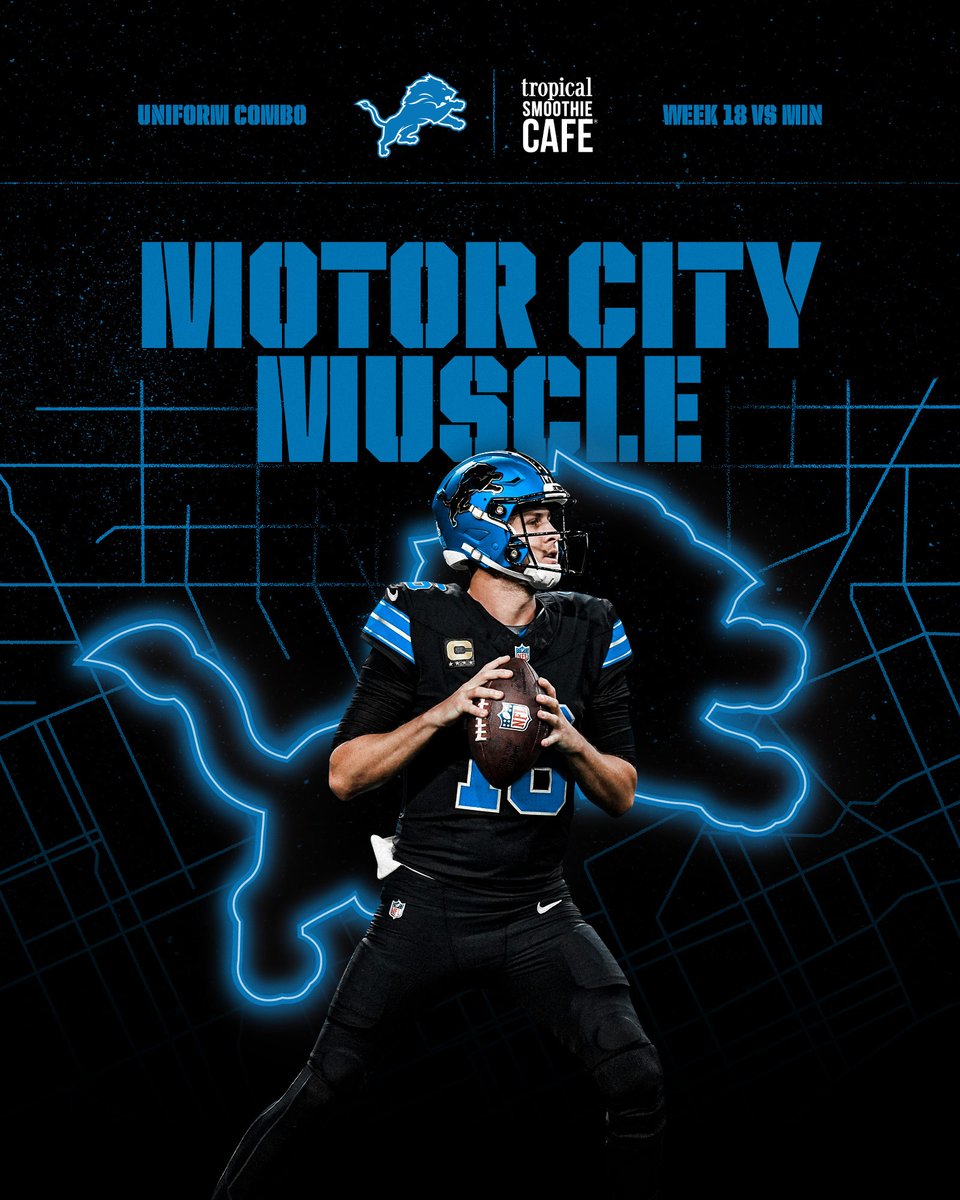 Lions's tweet photo. Bringing some Motor City Muscle to @fordfield 💪🖤 https://t.co/D0dWatexbJ