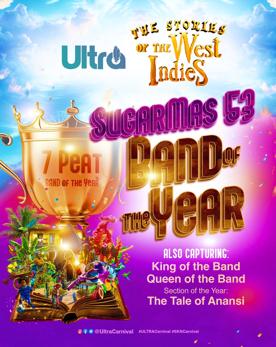 ULTRA_Carnival's tweet image. 🥇🏆🔥 We are 𝐓𝐡𝐞 𝐒𝐮𝐠𝐚𝐫 𝐌𝐚𝐬 𝟓𝟑 𝐌𝐚𝐬 𝐁𝐚𝐧𝐝 𝐨𝐟 𝐭𝐡𝐞 𝐘𝐞𝐚𝐫! 🏆✨ 

Queen of the Band? 𝘖𝘶𝘳𝘴.
King of the Band? 𝘖𝘶𝘳𝘴.

And to top it off, 𝐓𝐡𝐞 𝐓𝐚𝐥𝐞 𝐨𝐟 𝐀𝐧𝐚𝐧𝐬𝐢 stole the show, winning 𝐒𝐞𝐜𝐭𝐢𝐨𝐧 𝐨𝐟 𝐭𝐡𝐞 𝐘𝐞𝐚𝐫! 🕷️🔥 #7Peat