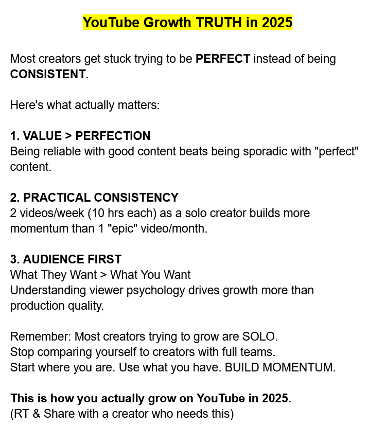 vidIQ's tweet photo. YouTube Growth TRUTH in 2025:
(Save This) https://t.co/cE4rM4fUJL