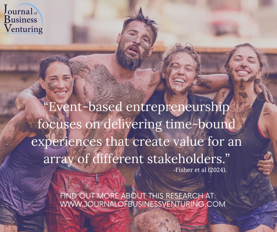 📅 Event-based entrepreneurship is defined as "the founding and scaling of entrepreneurial endeavors focused on delivering time-bound experiences for audiences and participants that create value for a diverse array of stakeholders."

Article in #JBV:
sciencedirect.com/science/articl…