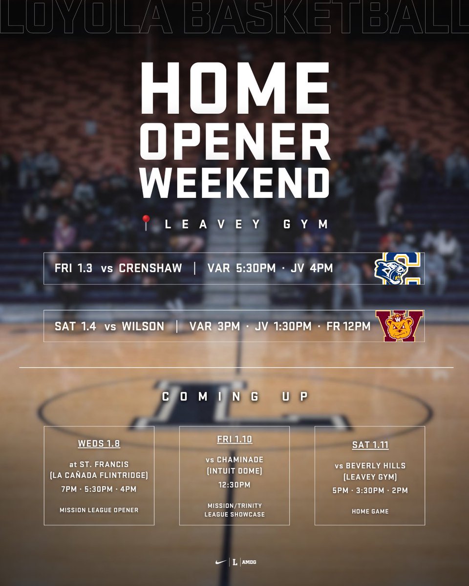 LoyolaBB's tweet photo. Starting 𝟮𝟬𝟮𝟱 with our first 2 home games of the season, then 3 more on deck!

🎟️: https://t.co/iAbiuRikEj

#LoyolaBasketball | #GoCubs https://t.co/uafRb3YRUR