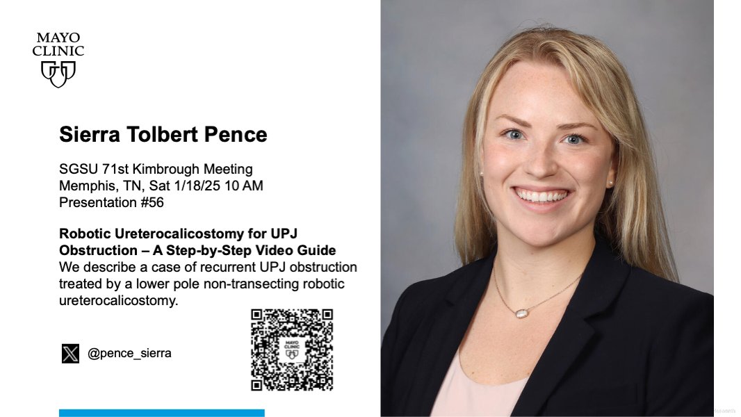 Mayo Clinic Urology (@mayourology) on Twitter photo Join @pence_sierra presenting "Robotic Ureterocalicostomy for UPJ Obstruction - A Step-by Step Video Guide", on January 18 at 10am at #SGSU25 in Memphis, TN!
<a href="/govurology/">Society of Government Service Urologists</a> <a href="/drjnwarner/">Jonathan Warner</a> Join @pence_sierra presenting "Robotic Ureterocalicostomy for UPJ Obstruction - A Step-by Step Video Guide", on January 18 at 10am at #SGSU25 in Memphis, TN!
<a href="/govurology/">Society of Government Service Urologists</a> <a href="/drjnwarner/">Jonathan Warner</a>