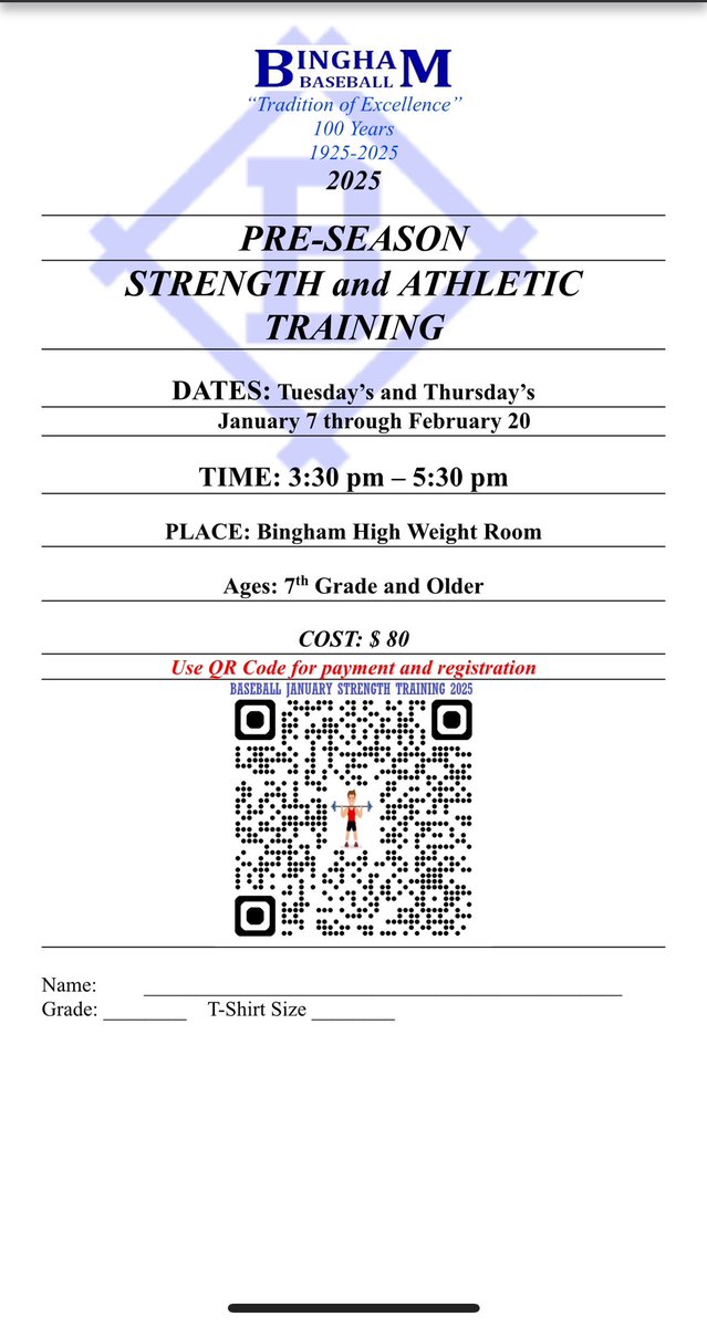 Starts next week!  Use QR code to sign up.