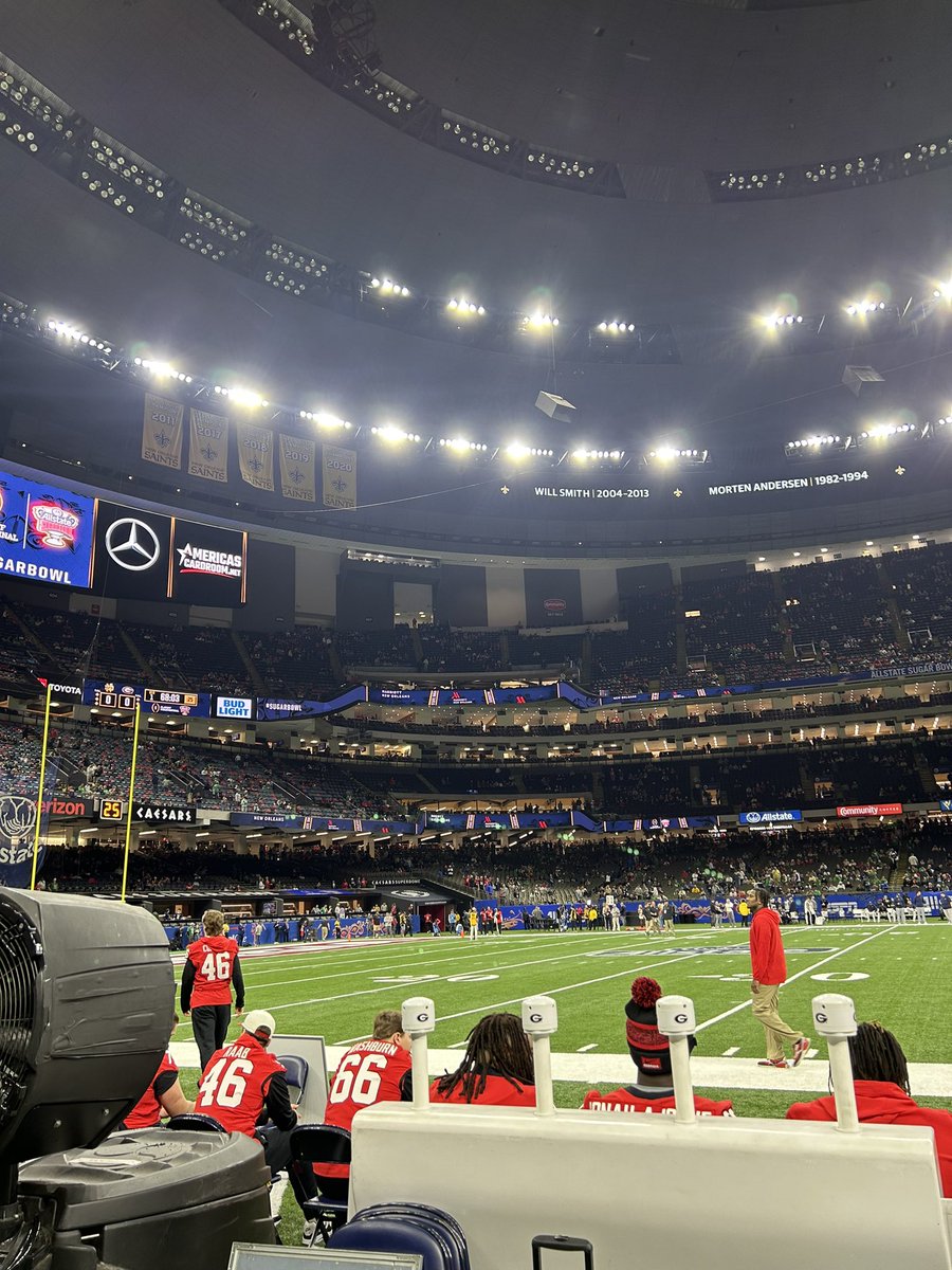 Here at the Sugar Bowl for <a href="/redandblack/">The Red & Black</a> about an hour before kickoff. It’s almost that time