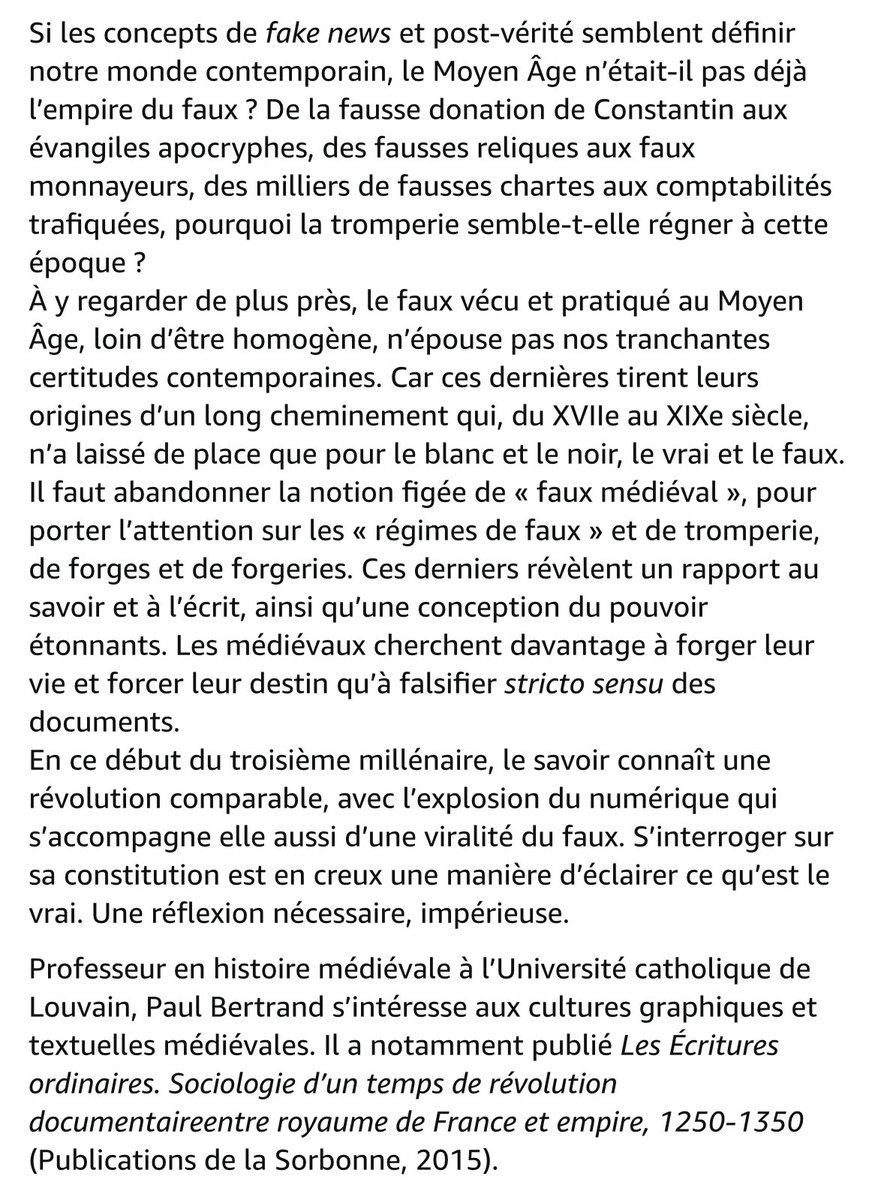 Antonin Cavelier (@cavelierantonin) on Twitter photo A paraître fin janvier <a href="/EditionsduSeuil/">Éditions du Seuil</a>
Forger le faux. Les usages de l’écrit au Moyen Âge - Paul Bertrand A paraître fin janvier <a href="/EditionsduSeuil/">Éditions du Seuil</a>
Forger le faux. Les usages de l’écrit au Moyen Âge - Paul Bertrand