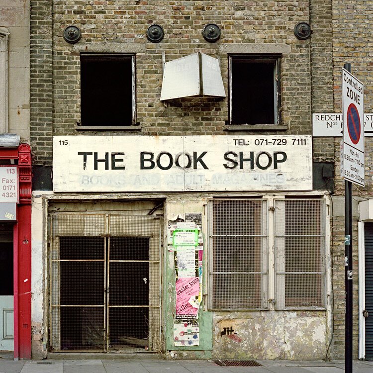 GrimArtGroup's tweet photo. Bookshop shout outs welcome for this weekend’s #BookArtWeekend📚 … they don’t #have to be as #grim as this one 😉 …

Bookshop, Bethnal Green Road, 2005 by Mike Seaborne https://t.co/E8yaNbjrGu