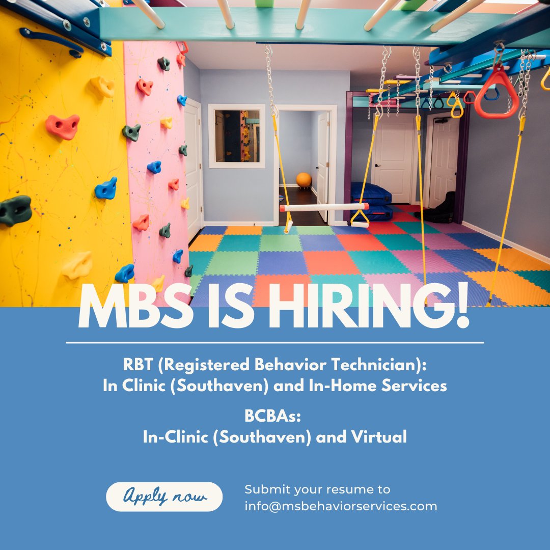 msbehaviorsvcs's tweet image. 📢 Now Hiring! 🌟

Mississippi Behavior Services is seeking passionate individuals to join our team!
Apply now by submitting your resume to info@msbehaviorservices.com

#MississippiJobs #DesotoCountyMS #ABA #BehaviorAnalysis #RBT #BCBA