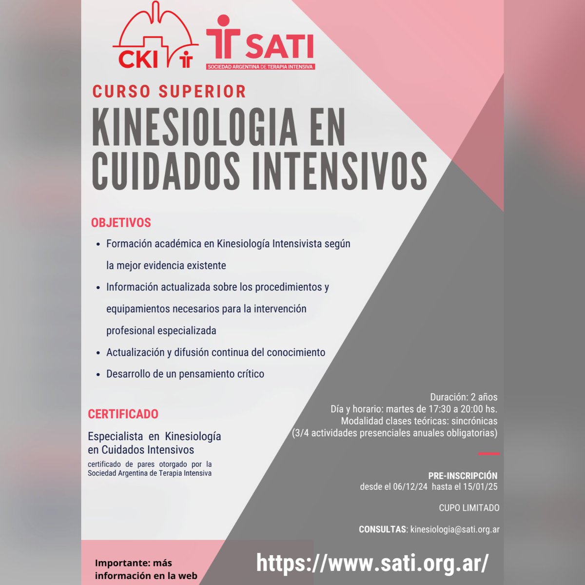 Más info: 🔗sati.org.ar/event/curso-su…
Contacto: 📧 kinesiologia@sati.org.ar