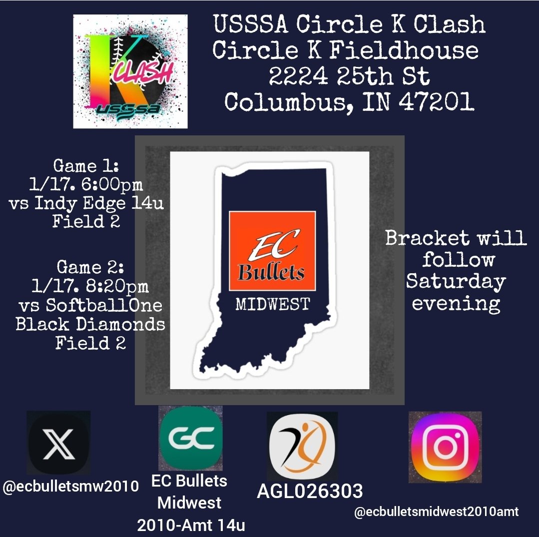 Our next tournament will be at the new indoor facility in Columbus, IN. Follow us on AGL026303 or GC
web.gc.com/teams/738BZUcc…