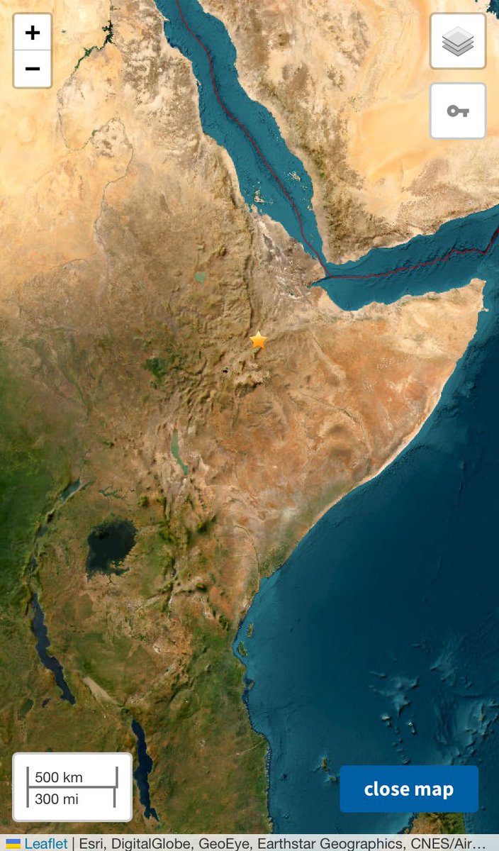chematierra's tweet image. AVISO 🔴
Continúan los sismos en #Etiopía 🇪🇹 África
 (Gran Rift Valley: activo, eventualmente un nuevo mar dividirá al Continente Africano)
•M4.9 (moderado-fuerte)
•Prof 10km
•Epicentro: 6 km Al NNW de #Āwash, #Ethiopia 
Enero 2/17:28:58 (UTC) 
#Earthquake