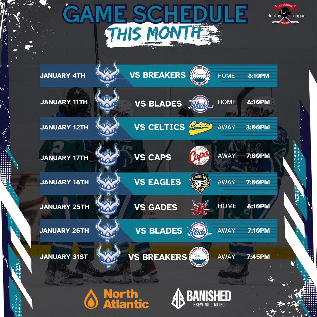 After a long break your Warriors are back in action with 8 games in January!

The season is flying by, come out and show your support while you still can‼️

#warriorshockey