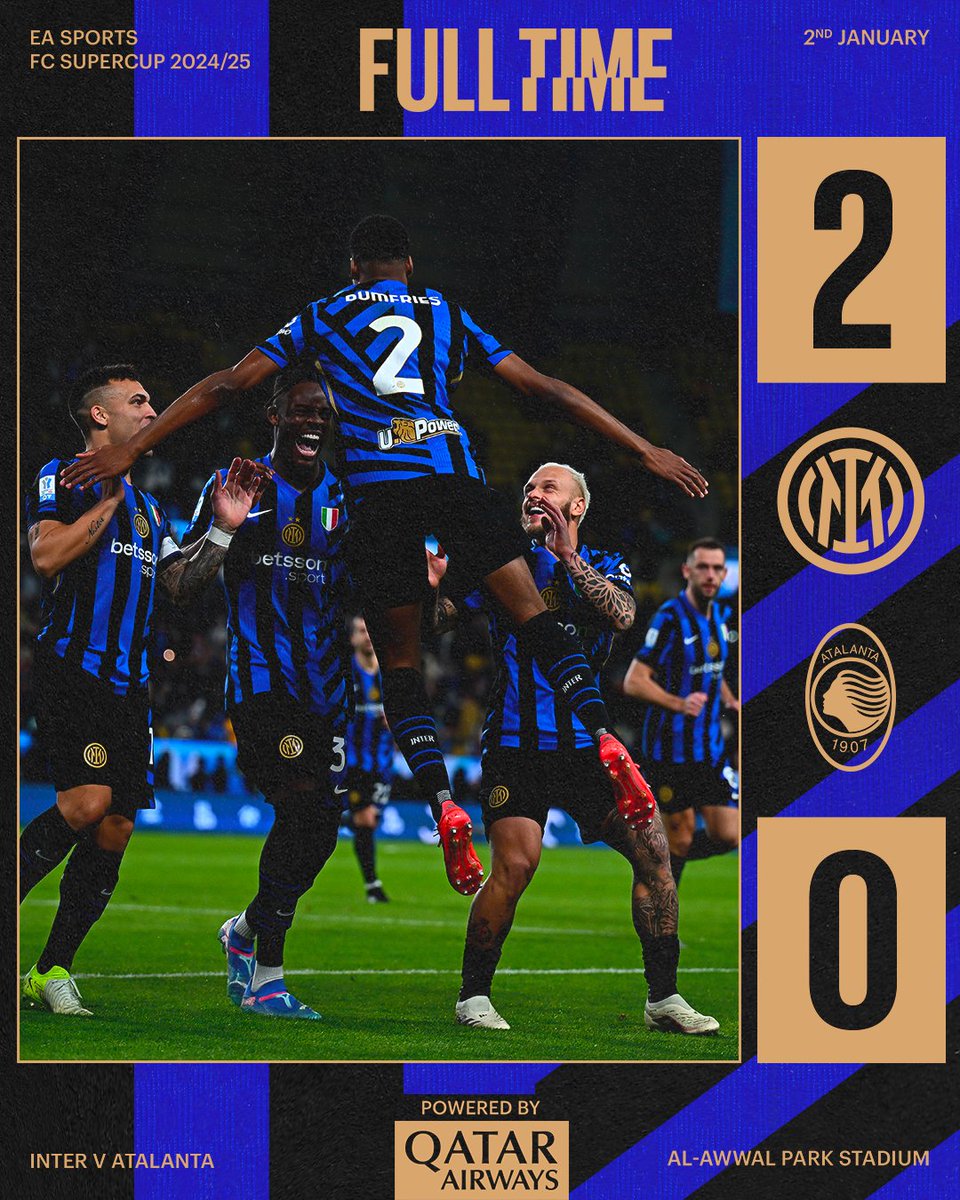 habergols's tweet photo. MS | Inter 2-0 Atalanta

⚽️⚽️ 49' 61' Denzel Dumfries

Inter, İtalya Süper Kupası'nda Atalanta'yı mağlup ederek finale yükseldi.

#İnter #Atalanta #InterAtalanta 
#INTATA https://t.co/tvRXgvaAsB
