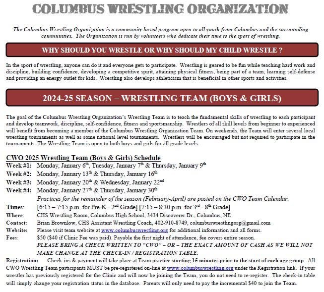 ColumbusWrestlingOrg (@cwo_wrestling) on Twitter photo ๐ฎ๐ฌ๐ฎ๐ฑ ๐๐ช๐ข ๐ช๐ฅ๐๐ฆ๐ง๐๐๐ก๐ ๐ง๐๐๐
๐ฃ๐ฅ๐๐๐ง๐๐๐๐ฆ ๐ฆ๐ง๐๐ฅ๐ง ๐๐๐ก๐จ๐๐ฅ๐ฌ ๐ฒ, ๐ฎ๐ฌ๐ฎ๐ฑ
๐๐ข๐ง๐ ๐๐ข๐ฌ๐ฆ ๐๐ก๐ ๐๐๐ฅ๐๐ฆ ๐ง๐๐๐ ๐ฆ
All the details and info about the CWO Wrestling Team are posted on the Team website at columbuswrestling.org ๐ฎ๐ฌ๐ฎ๐ฑ ๐๐ช๐ข ๐ช๐ฅ๐๐ฆ๐ง๐๐๐ก๐ ๐ง๐๐๐
๐ฃ๐ฅ๐๐๐ง๐๐๐๐ฆ ๐ฆ๐ง๐๐ฅ๐ง ๐๐๐ก๐จ๐๐ฅ๐ฌ ๐ฒ, ๐ฎ๐ฌ๐ฎ๐ฑ
๐๐ข๐ง๐ ๐๐ข๐ฌ๐ฆ ๐๐ก๐ ๐๐๐ฅ๐๐ฆ ๐ง๐๐๐ ๐ฆ
All the details and info about the CWO Wrestling Team are posted on the Team website at columbuswrestling.org