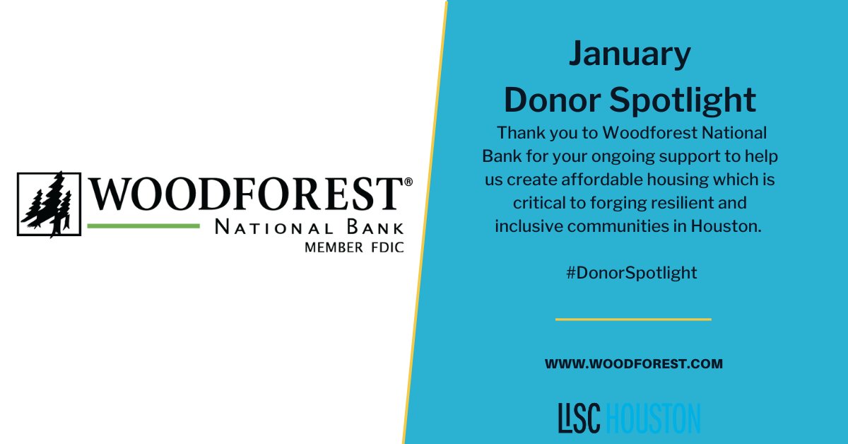 Thank you to Woodforest National Bank for your ongoing support to help us create affordable housing which is critical to forging resilient and inclusive communities in Houston. #DonorSpotlight