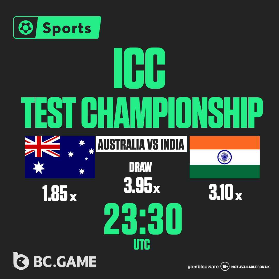 🏏 ICC Test Championship: Australia vs. India

A titanic clash awaits in 2 hours! Australia's precision collides with India's tenacity in a five-day duel of strategy, skill, and epic moments.

Who’s your pick?
Bet now: bit.ly/4gyqjsa