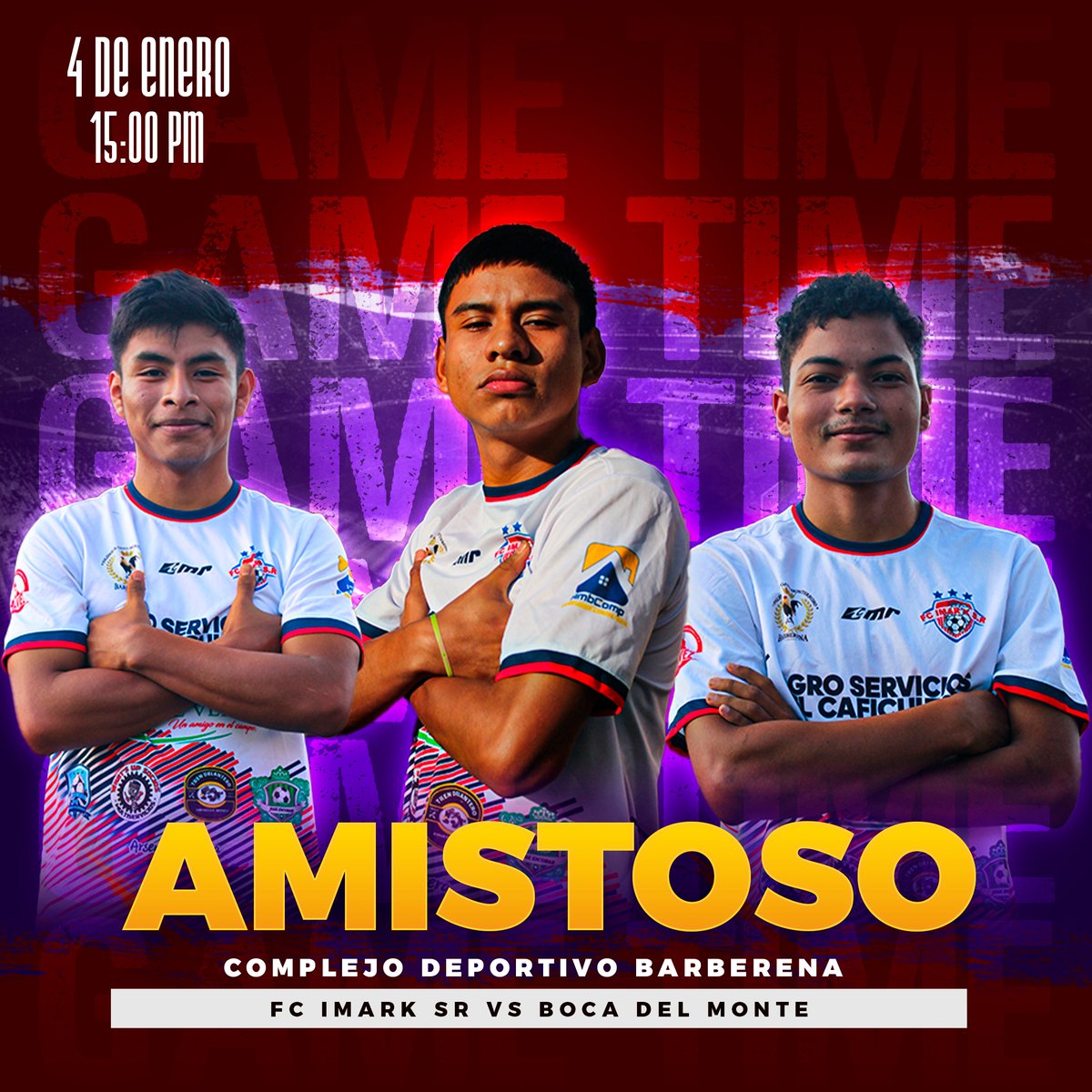 PARTIDO AMISTOSO

FC IMARK SR VS BOCA DEL MONTE

🏟️ Complejo Deportivo Barberena
🕞3:00 PM

El segundo Partido de Preparación de IMARK antes de comenzar el torneo #Clausura2025 de la #Liga #TerceraDivsionGt